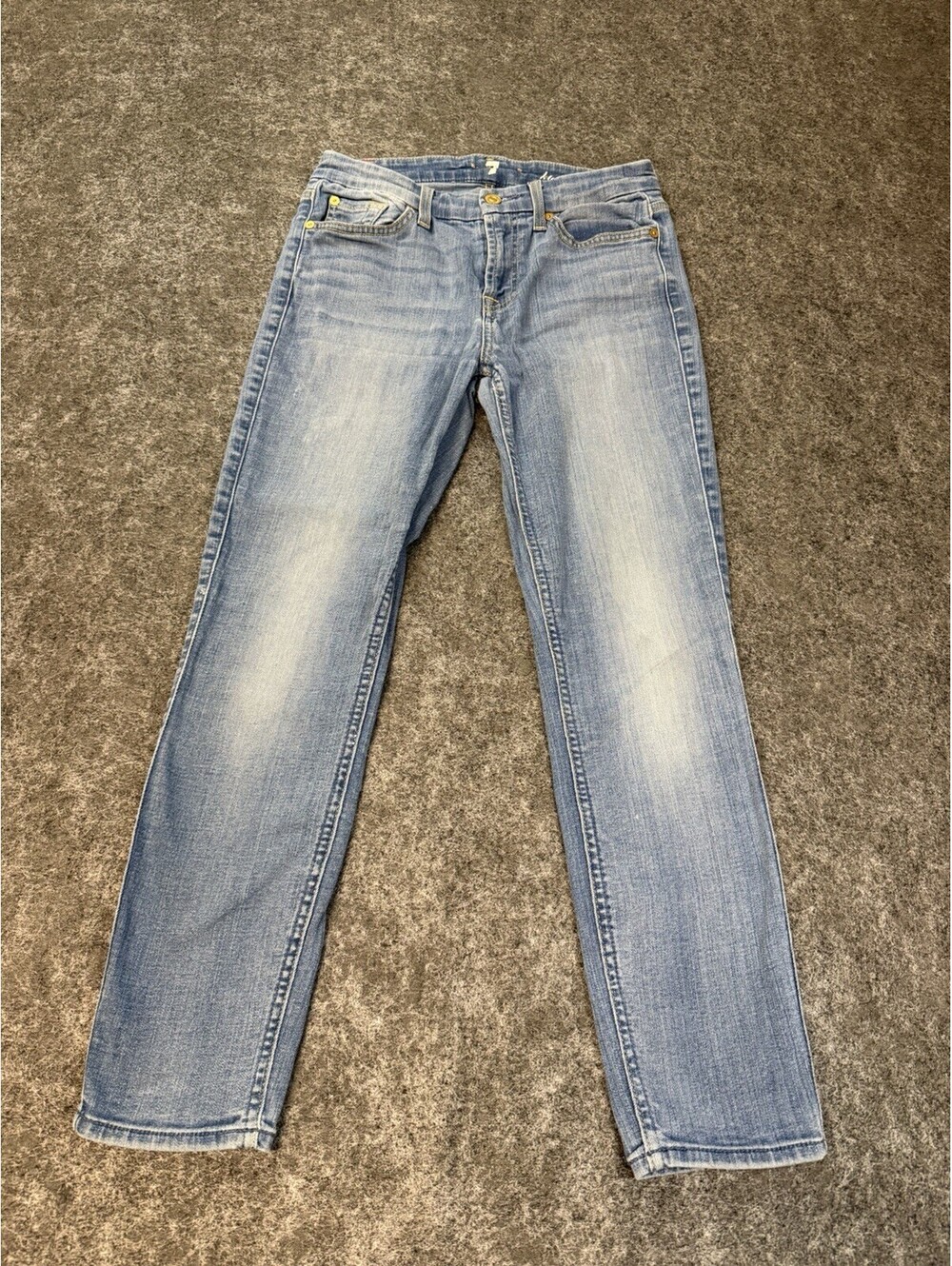 7 For All Mankind Jeans Womens 27 Slim Straight Leg Light Wash Stretch Denim